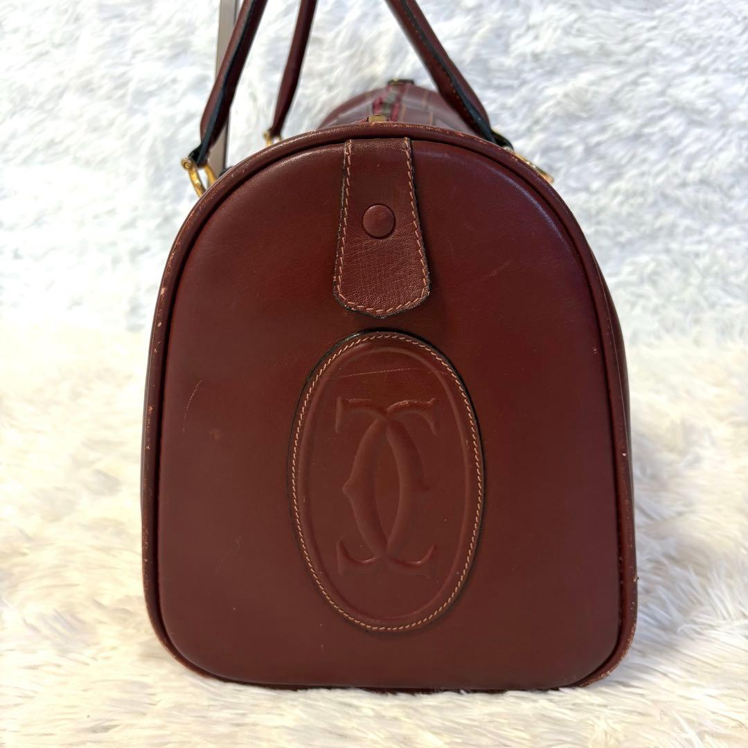 Cartierカルティエ ボストンバッグ マストライン 南京錠あり バーガンディ