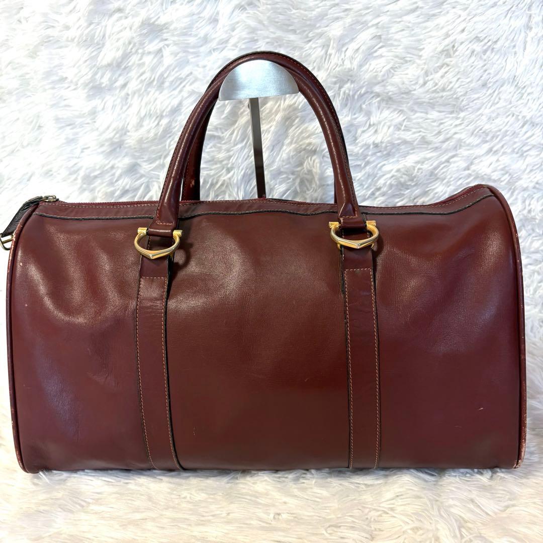 Cartierカルティエ ボストンバッグ マストライン 南京錠あり バーガンディ