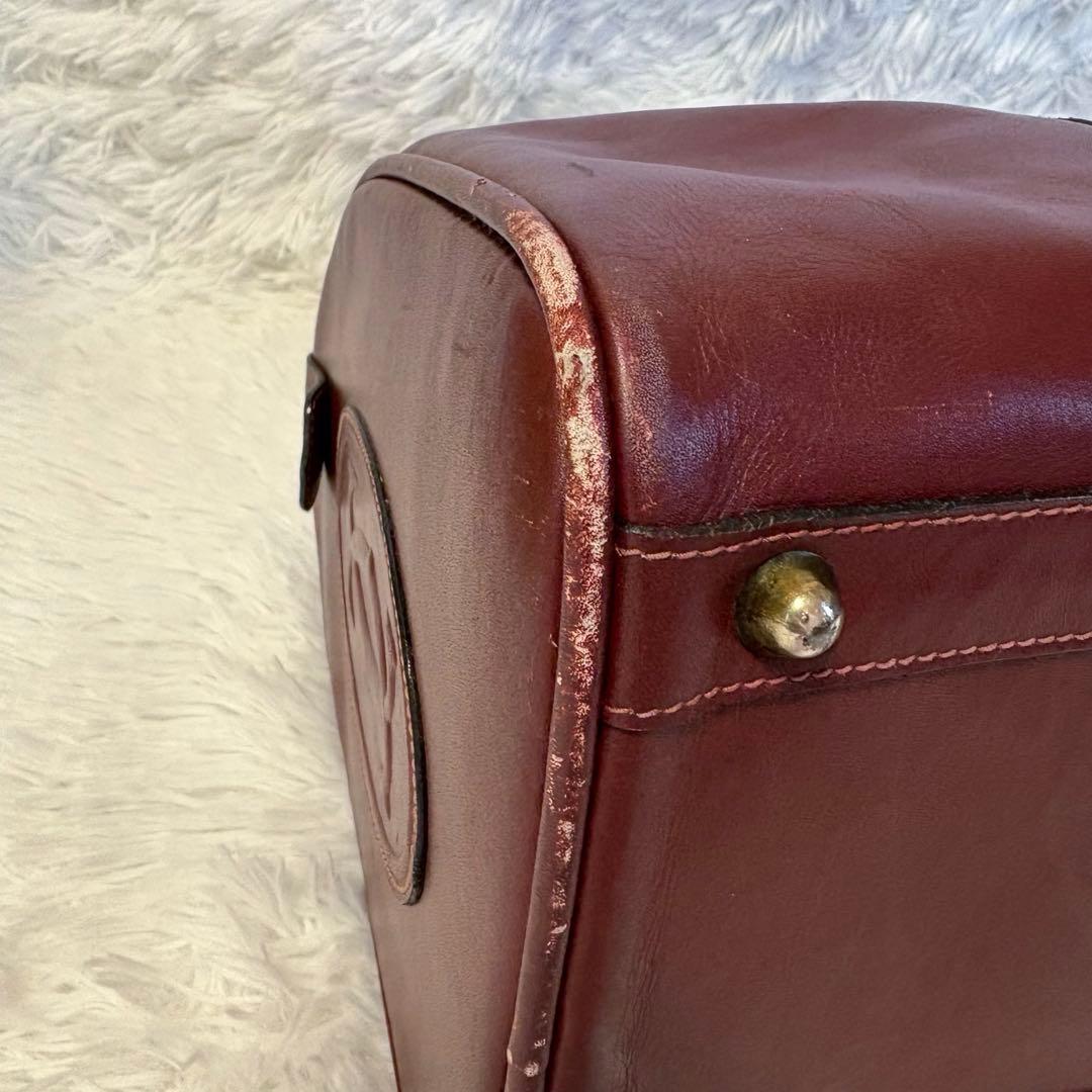 Cartierカルティエ ボストンバッグ マストライン 南京錠あり バーガンディ