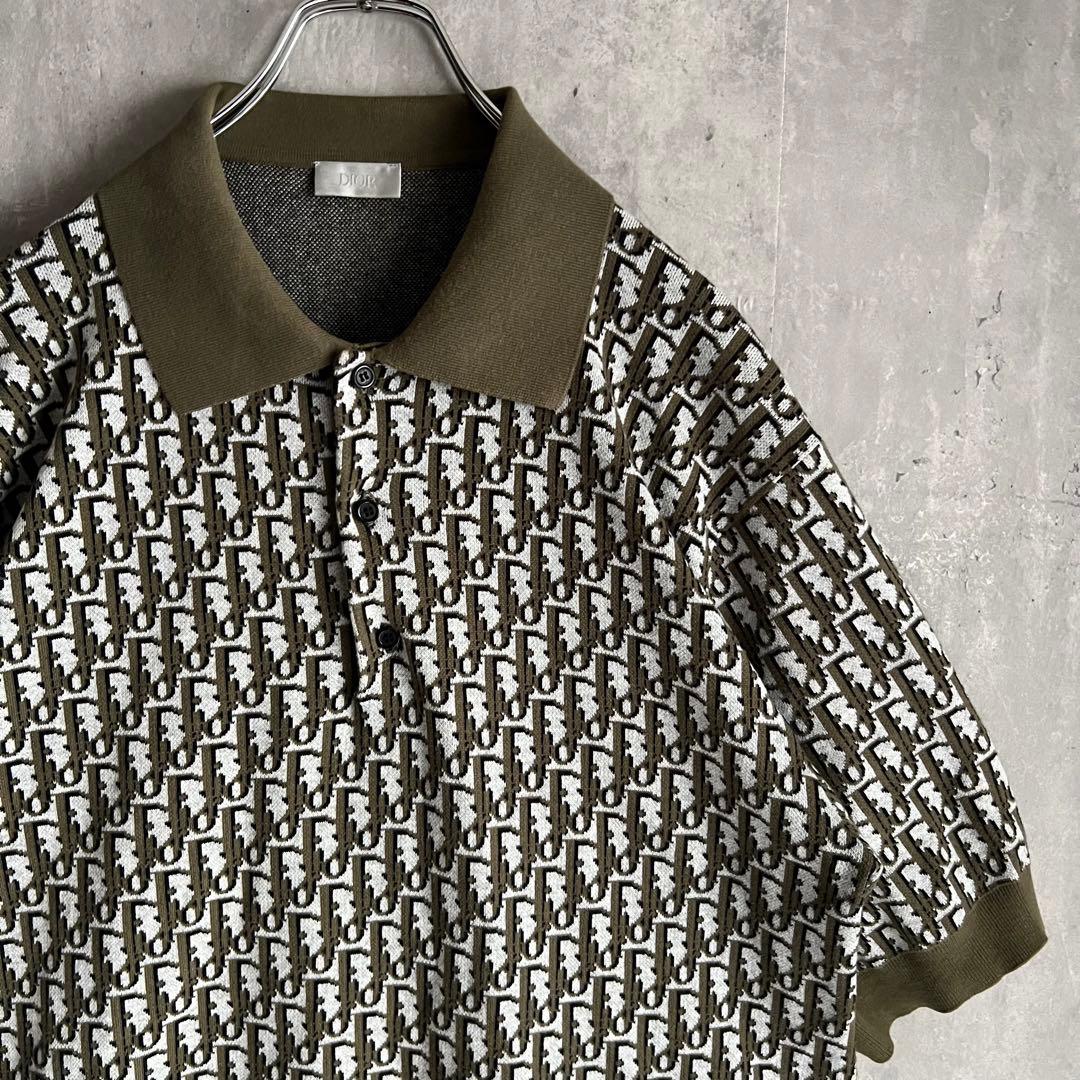 Dior　ディオール　オブリーク　コットン　ジャカード　ポロシャツ　極美品　L