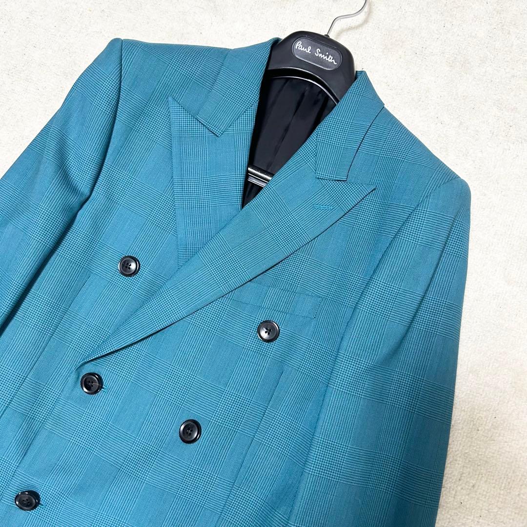 美品　ポールスミス　ダブルブレストテーラードジャケット　ターコイズブルー　現行