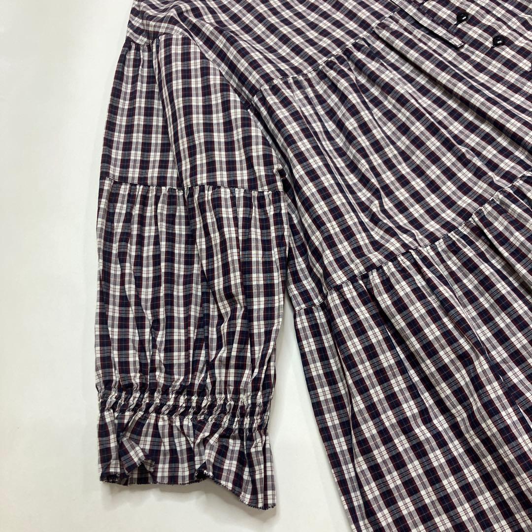 【新品】ピンクハウス 白×ネイビー系チェック チュニックブラウス/2025年