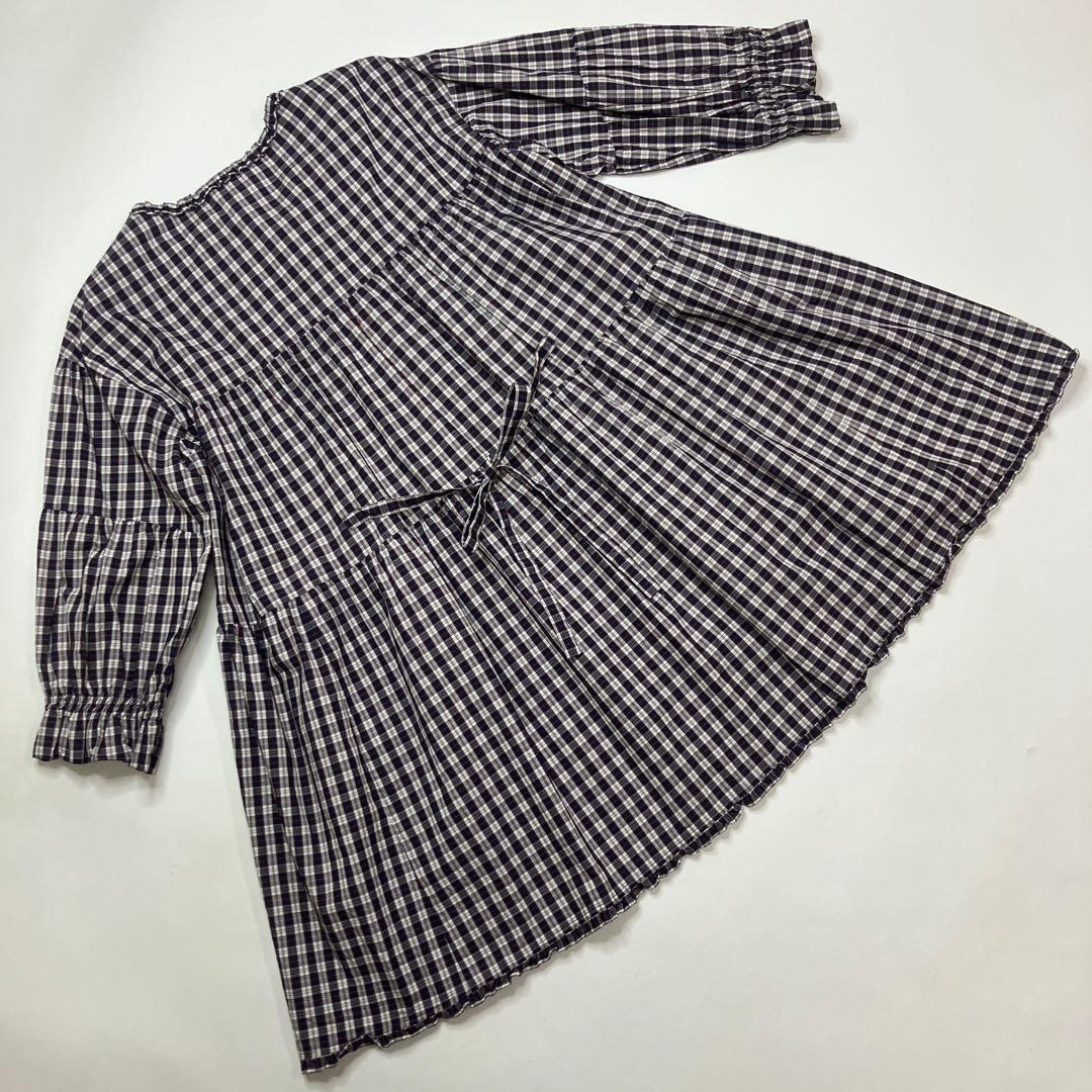 【新品】ピンクハウス 白×ネイビー系チェック チュニックブラウス/2025年