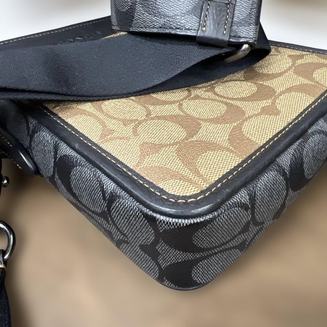 【美品】コーチ ショルダーバッグ ベージュ ブラック【COACH】