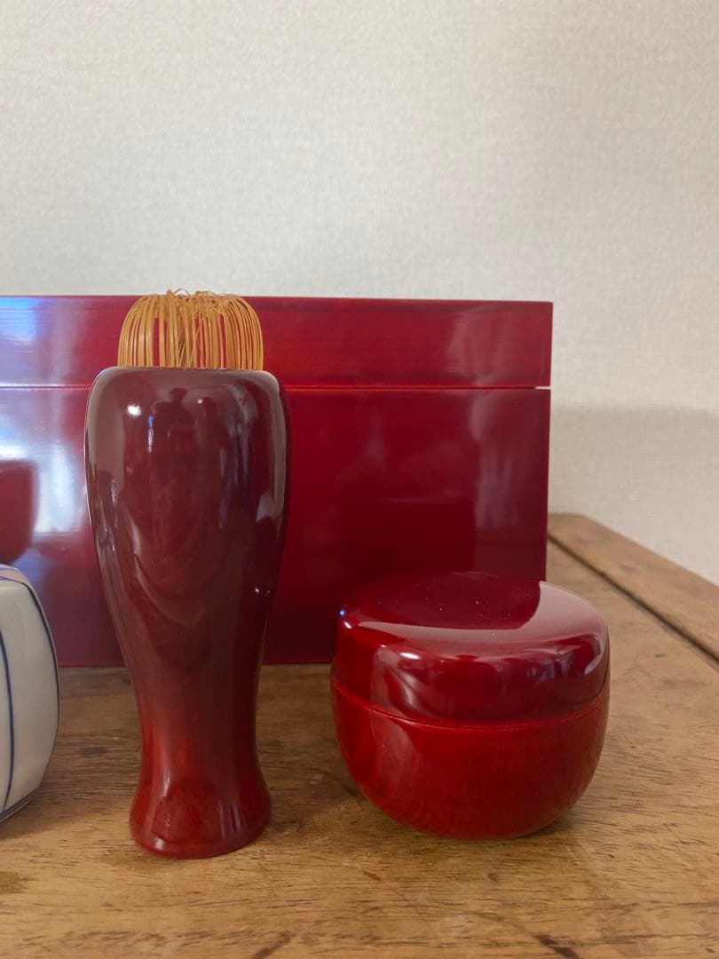 初釜　茶道具　茶箱セット 富士山　赤膚　焼　春慶塗　仕覆