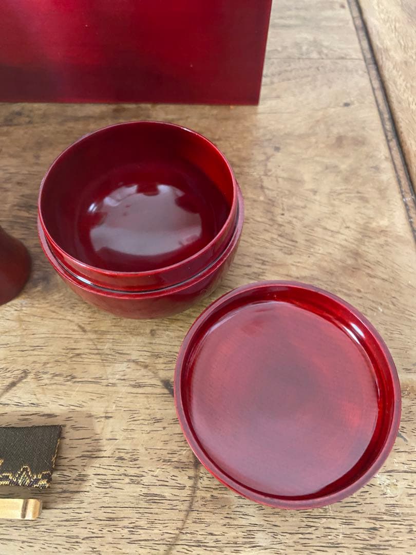 初釜　茶道具　茶箱セット 富士山　赤膚　焼　春慶塗　仕覆