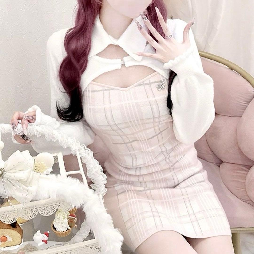 ハニーミュウ イモちゃん チェックレイヤードアンサンブルワンピース