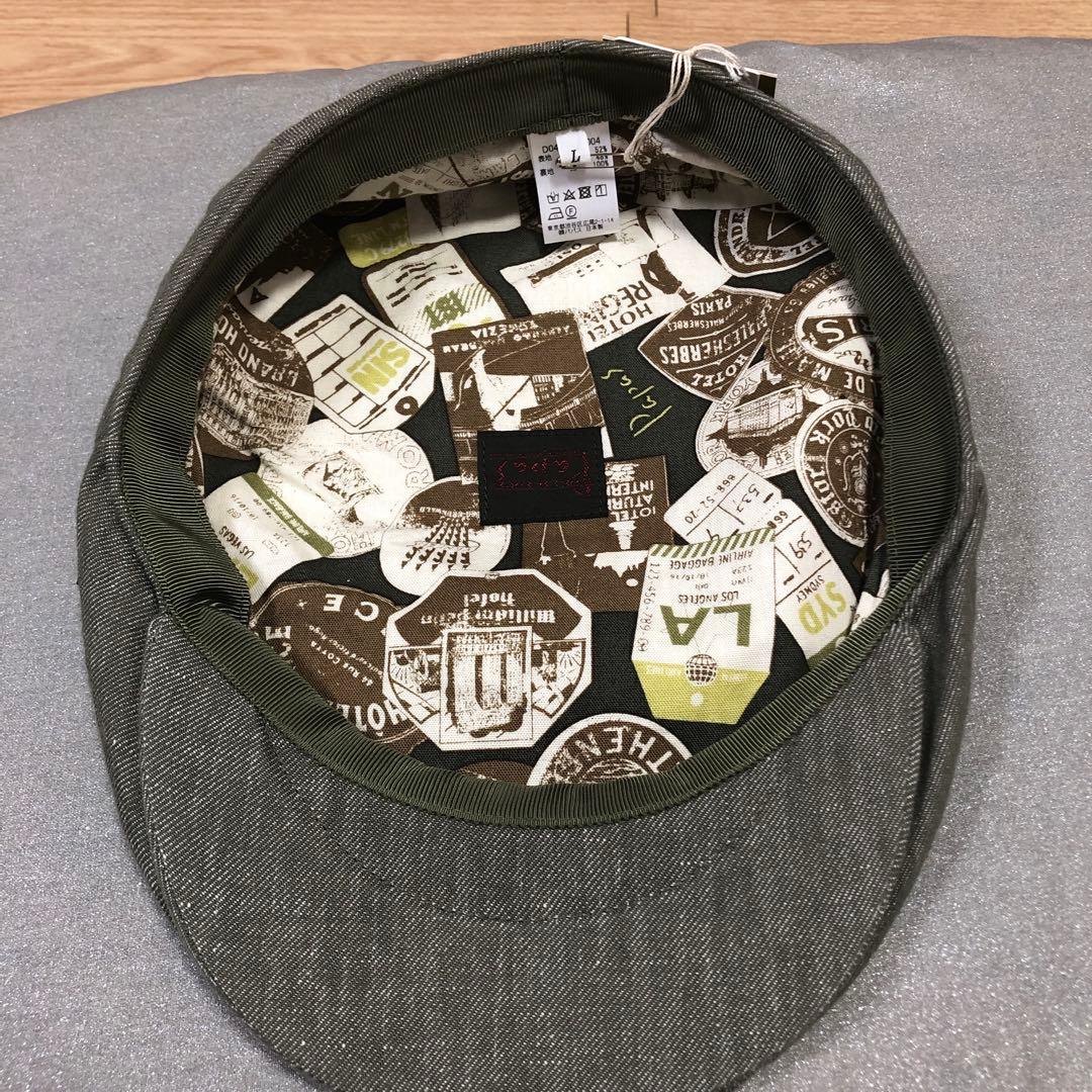 【未使用タグ付】日本製PAPAS ベレー帽Lカーキグレー系