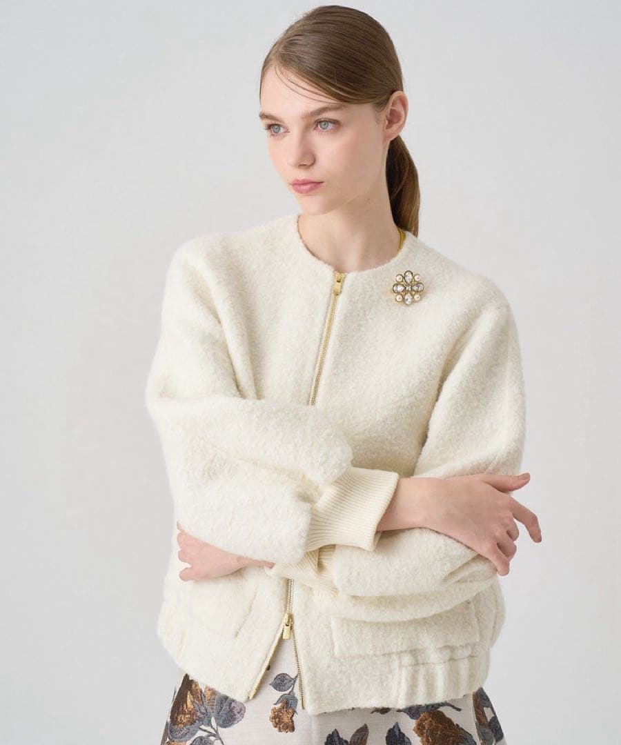 定価10万 ANAYI 24AW アルパカリバーパフブルゾン オフホワイト 36