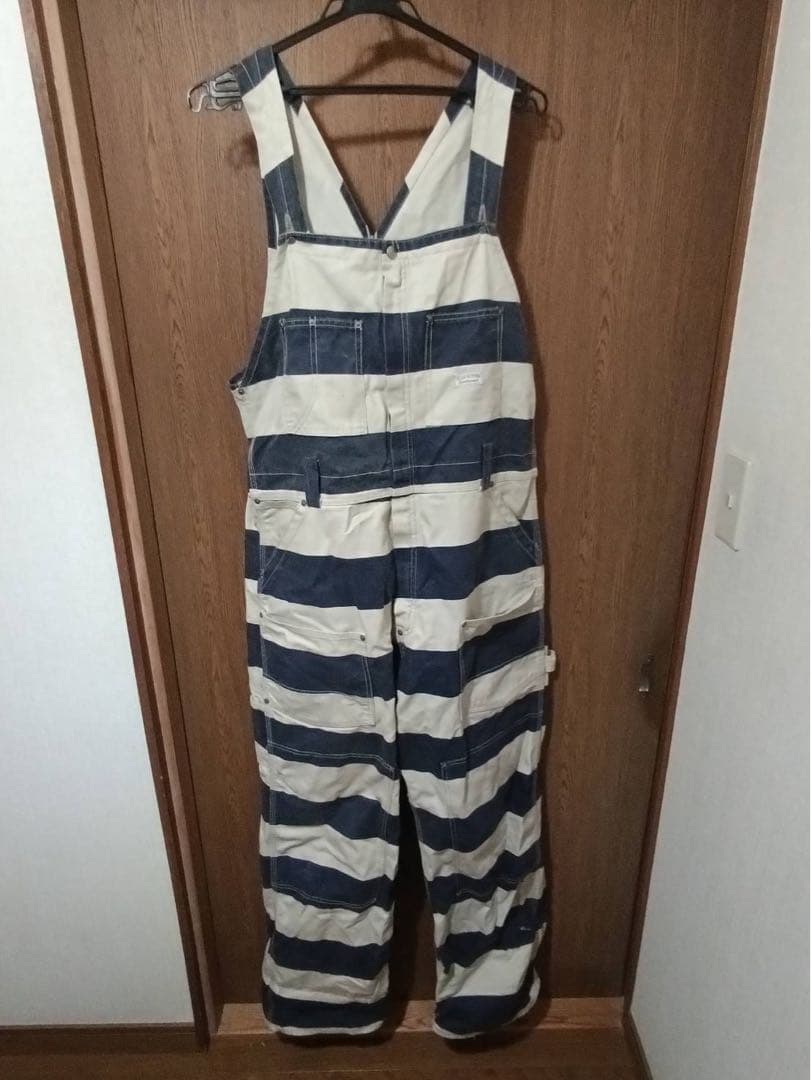 ストライプオーバーオール（ネイビー・ベージュ）
