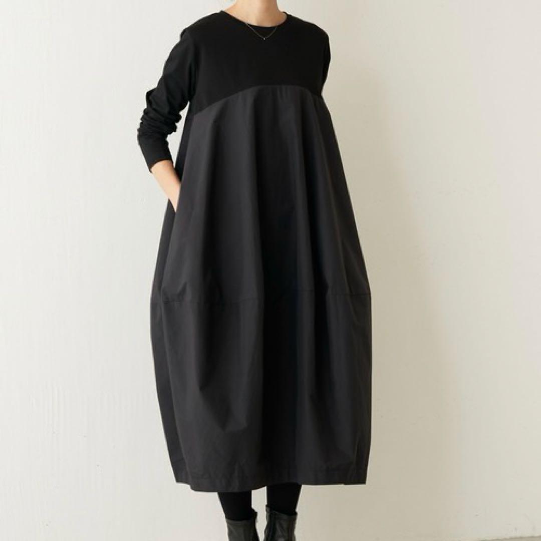 ✨サイズ1✨約2万円　ビアズリー　マルワンピース　ブラック　コクーン　ドッキング