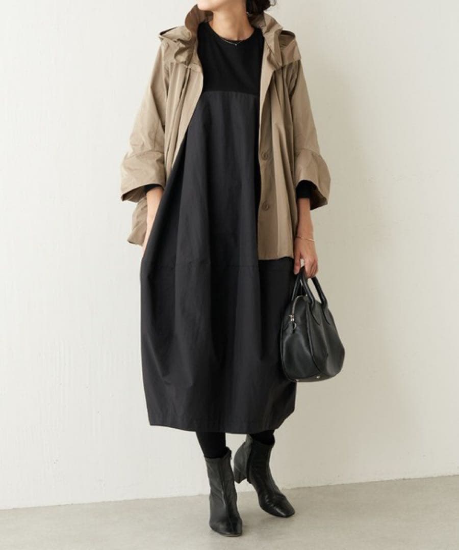 ✨サイズ1✨約2万円　ビアズリー　マルワンピース　ブラック　コクーン　ドッキング