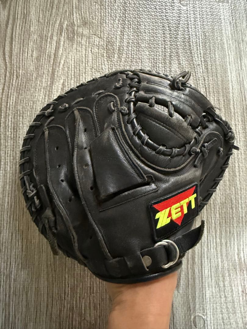 ZETT キャッチャーミット 黒 レザー
