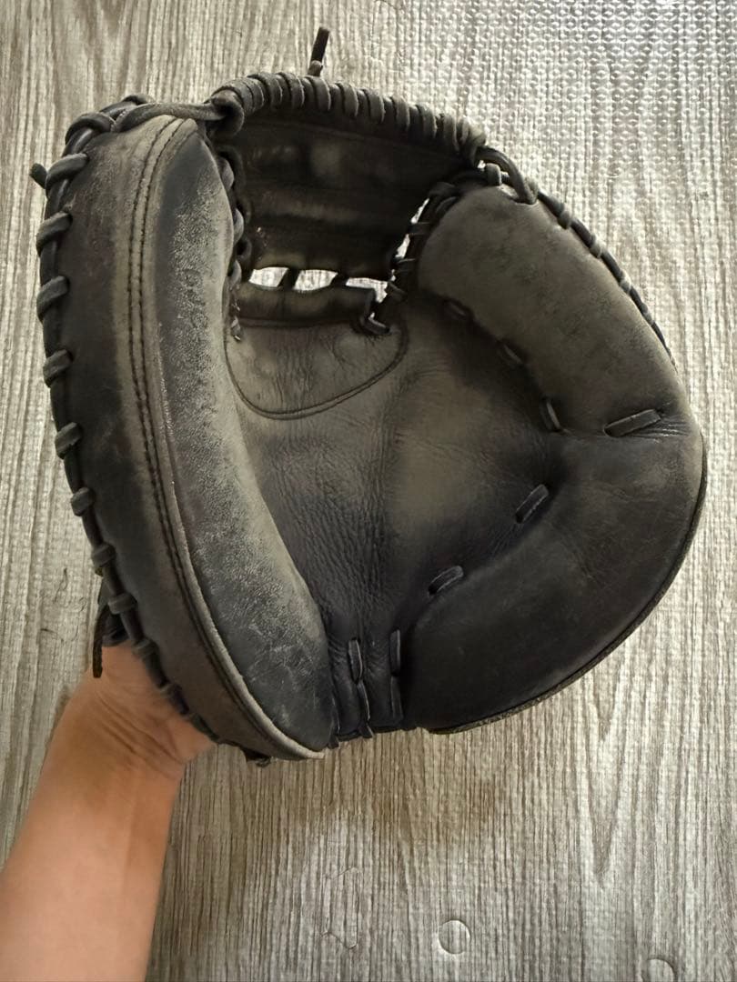 ZETT キャッチャーミット 黒 レザー