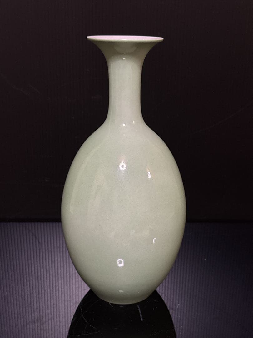 最上品 人間国宝 吉田美統 作 釉裏金彩 芙蓉文 花瓶 共桐箱 約26.2cm