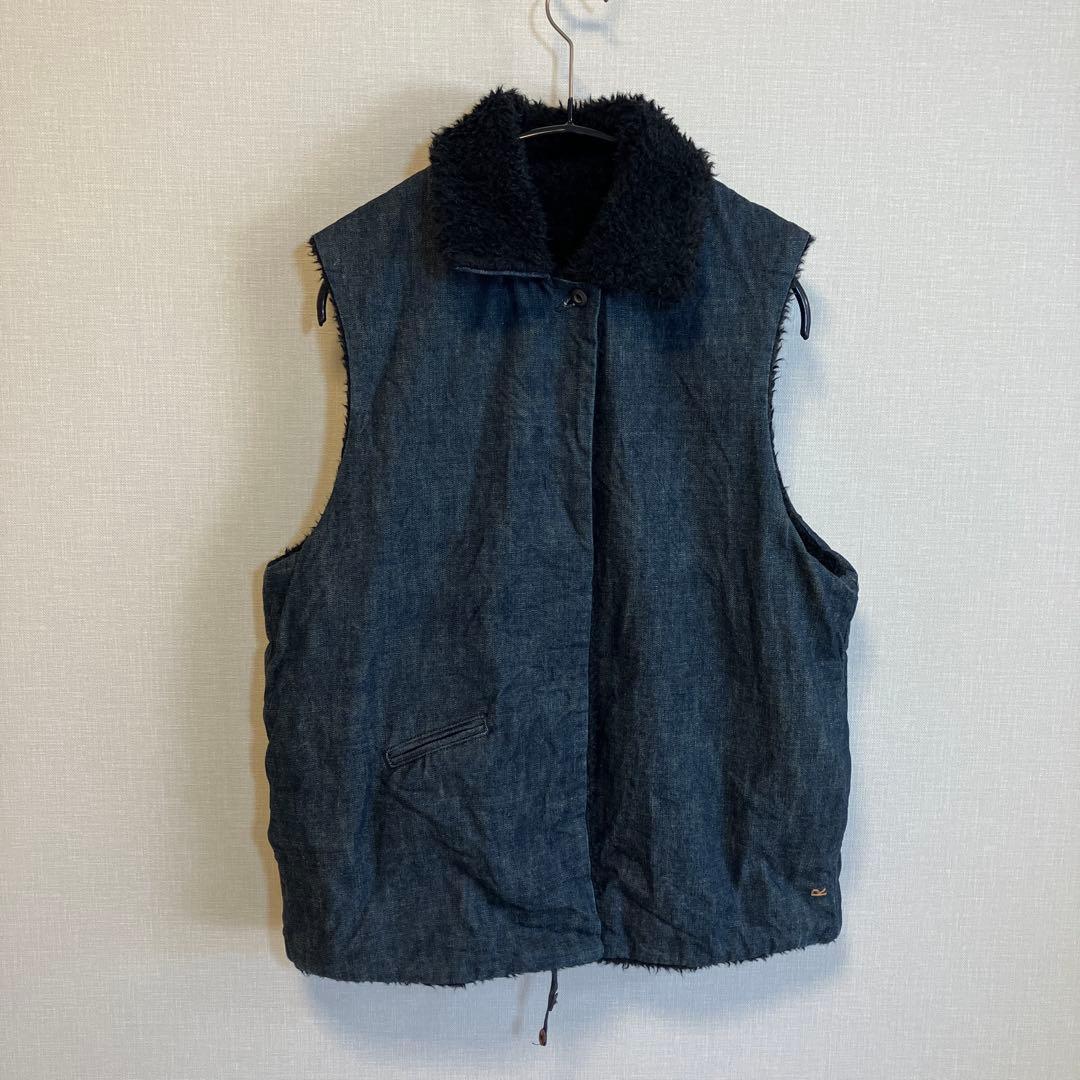 R by 45rpm リバーシブルベスト　ボア　デニム　インディゴ　サイズ3