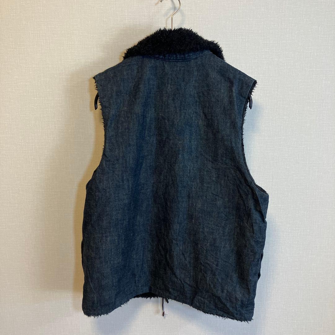 R by 45rpm リバーシブルベスト　ボア　デニム　インディゴ　サイズ3