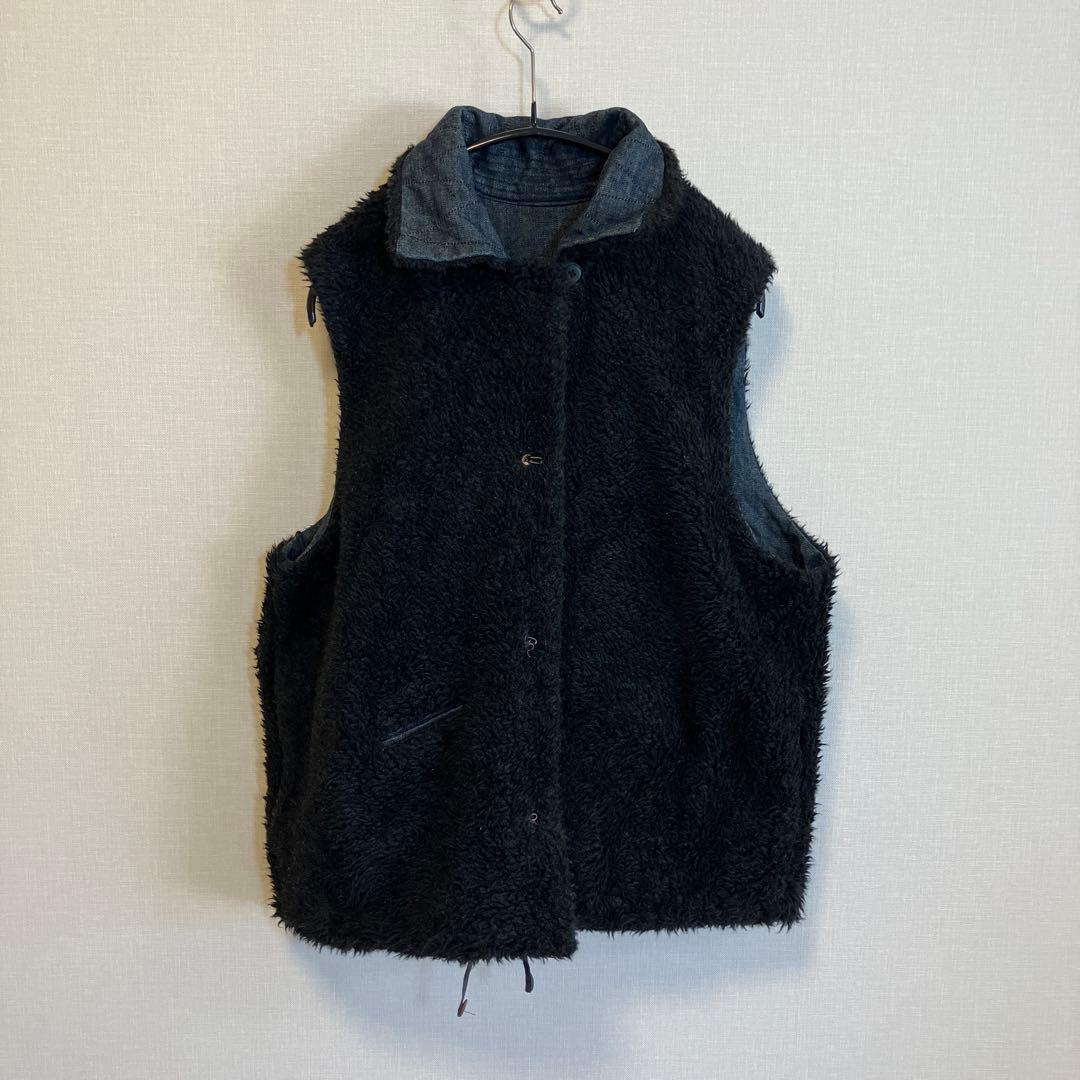 R by 45rpm リバーシブルベスト　ボア　デニム　インディゴ　サイズ3