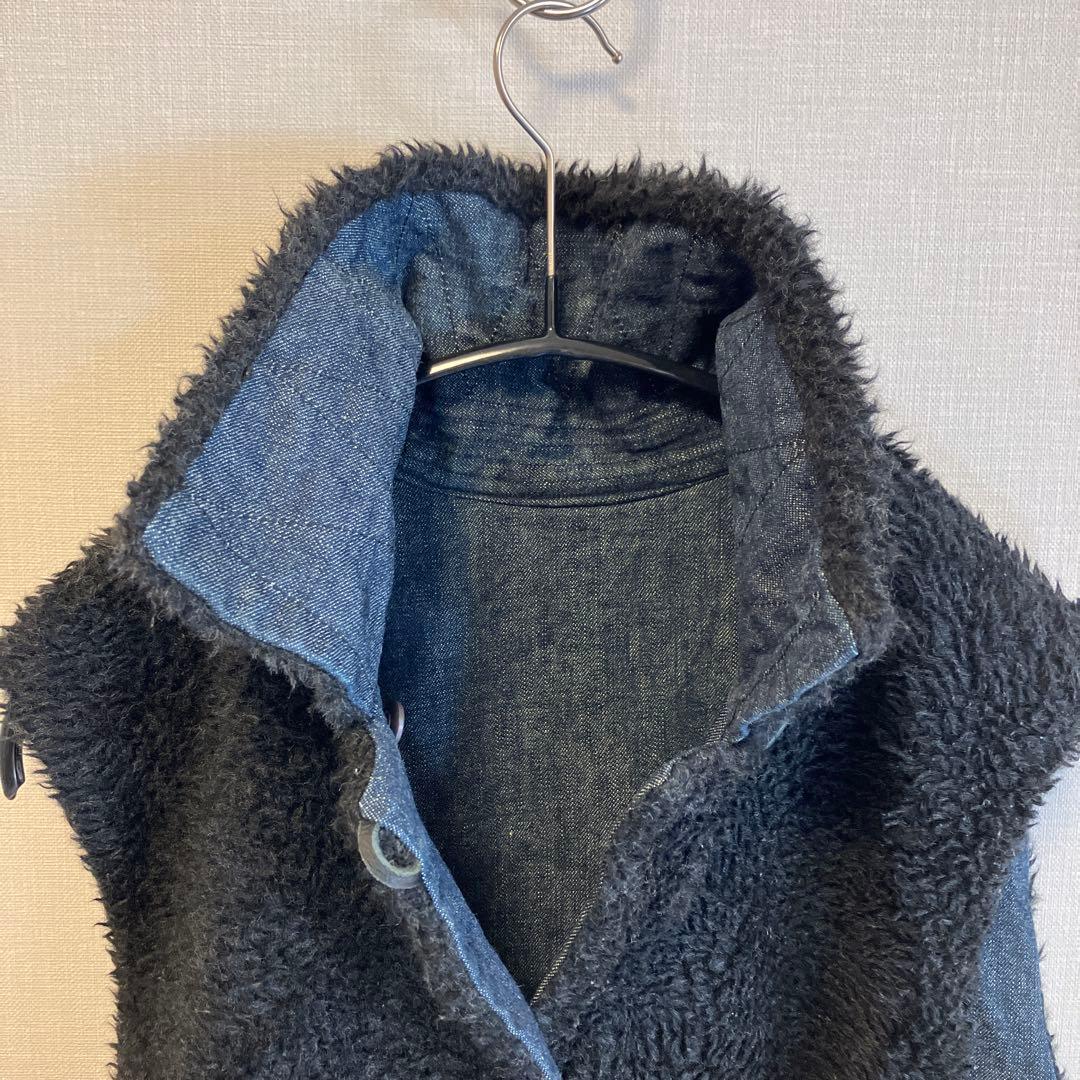 R by 45rpm リバーシブルベスト　ボア　デニム　インディゴ　サイズ3