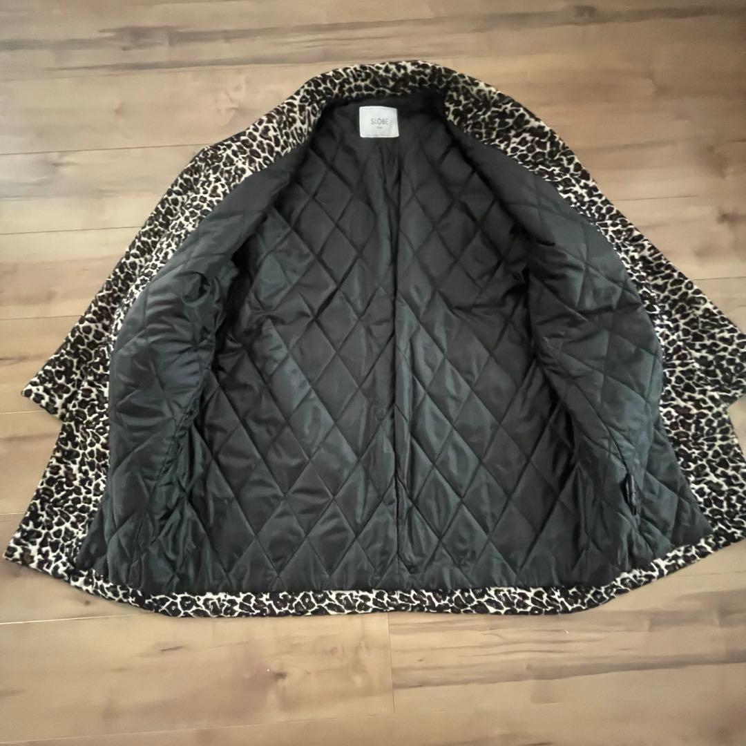 スローブイエナ　レオパードコート　豹柄　キルティング　ジャガード