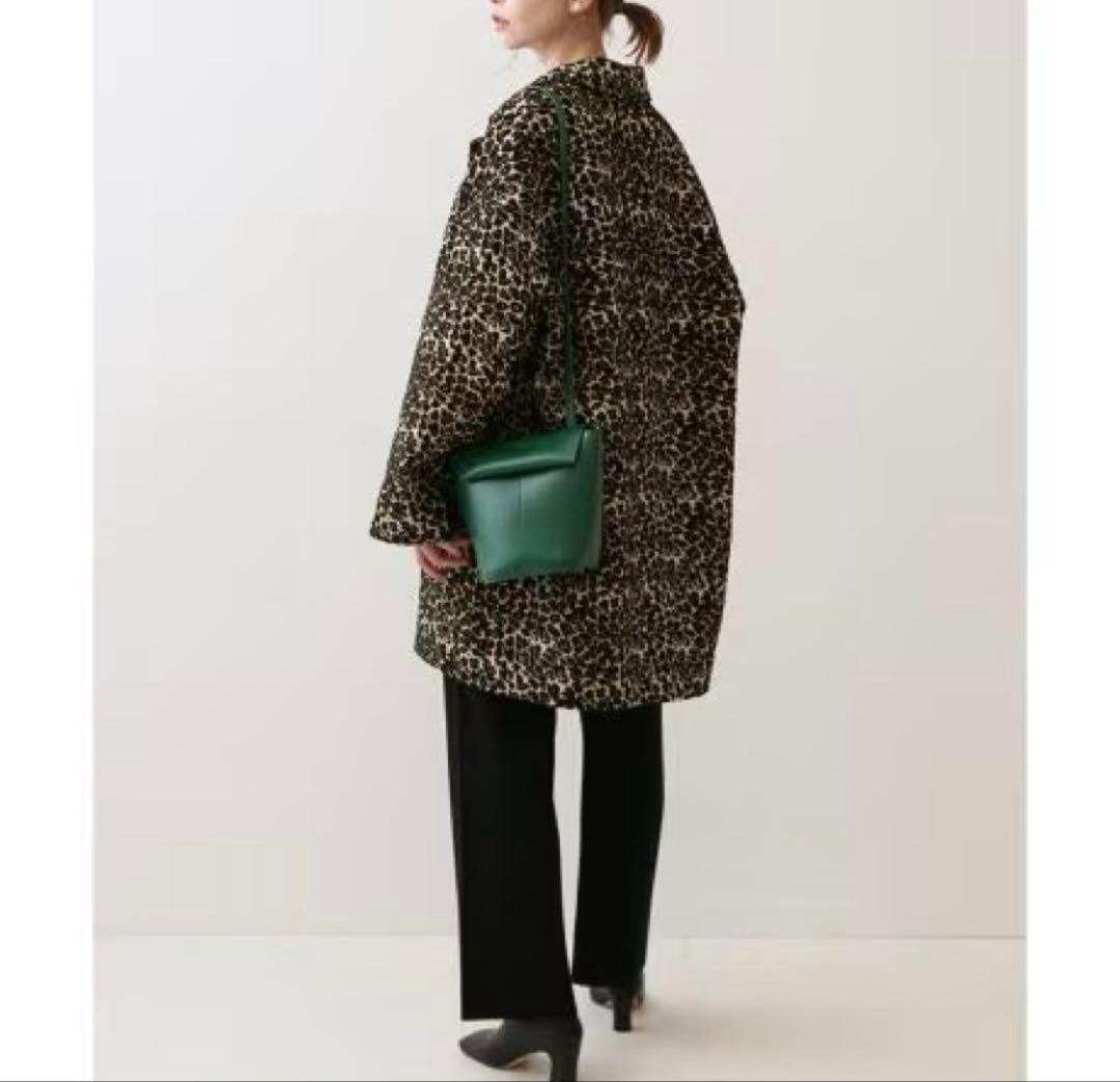 スローブイエナ　レオパードコート　豹柄　キルティング　ジャガード