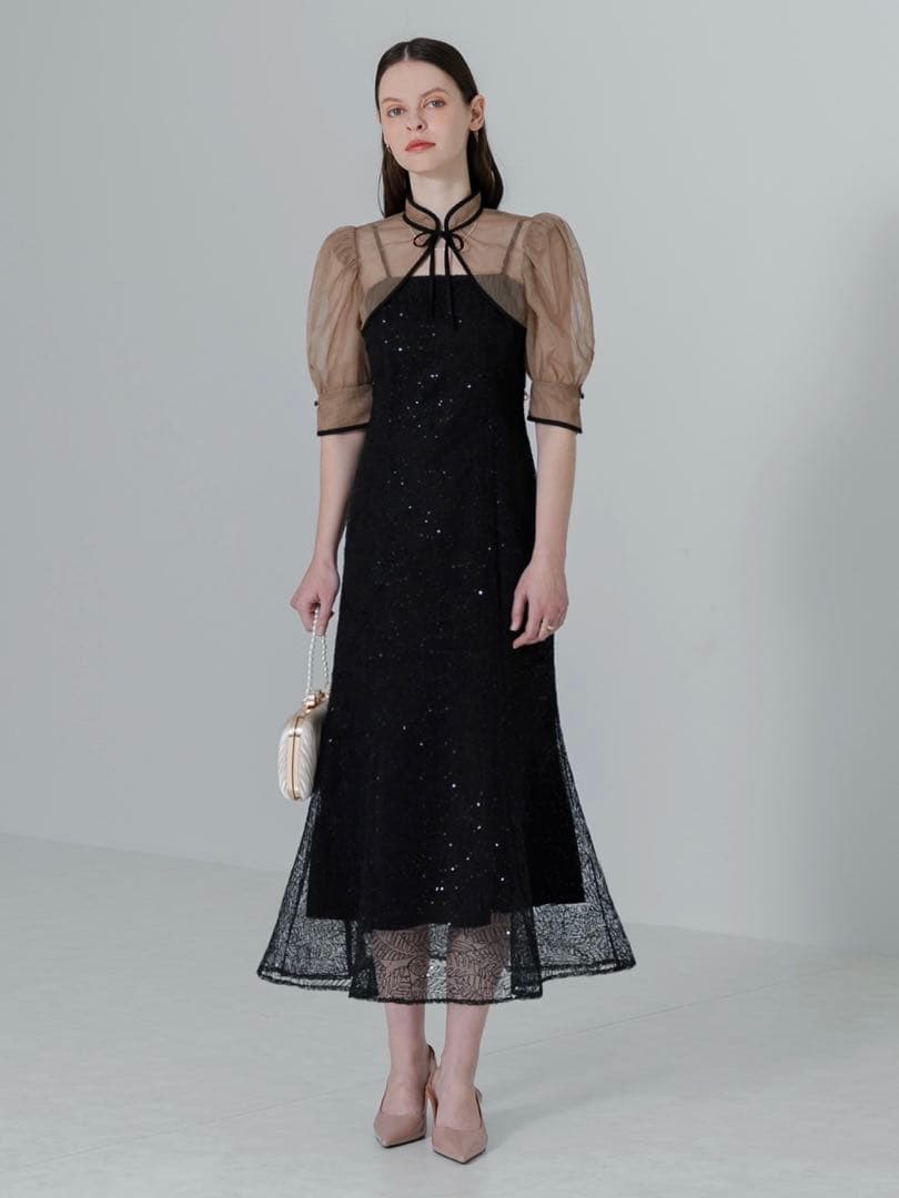 スパンコールボタニカルマーメイドボレロ2WAYワンピースドレス結婚式二次会成人式