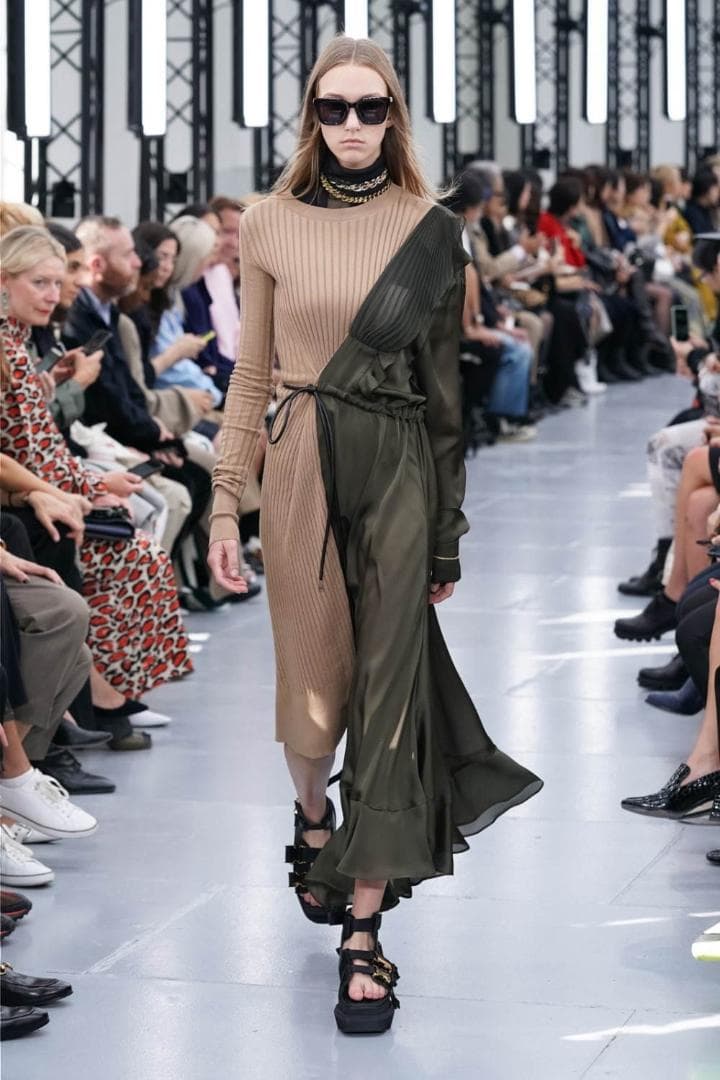 みーこsacai 20S/S アシンメトリードッキングニットワンピース