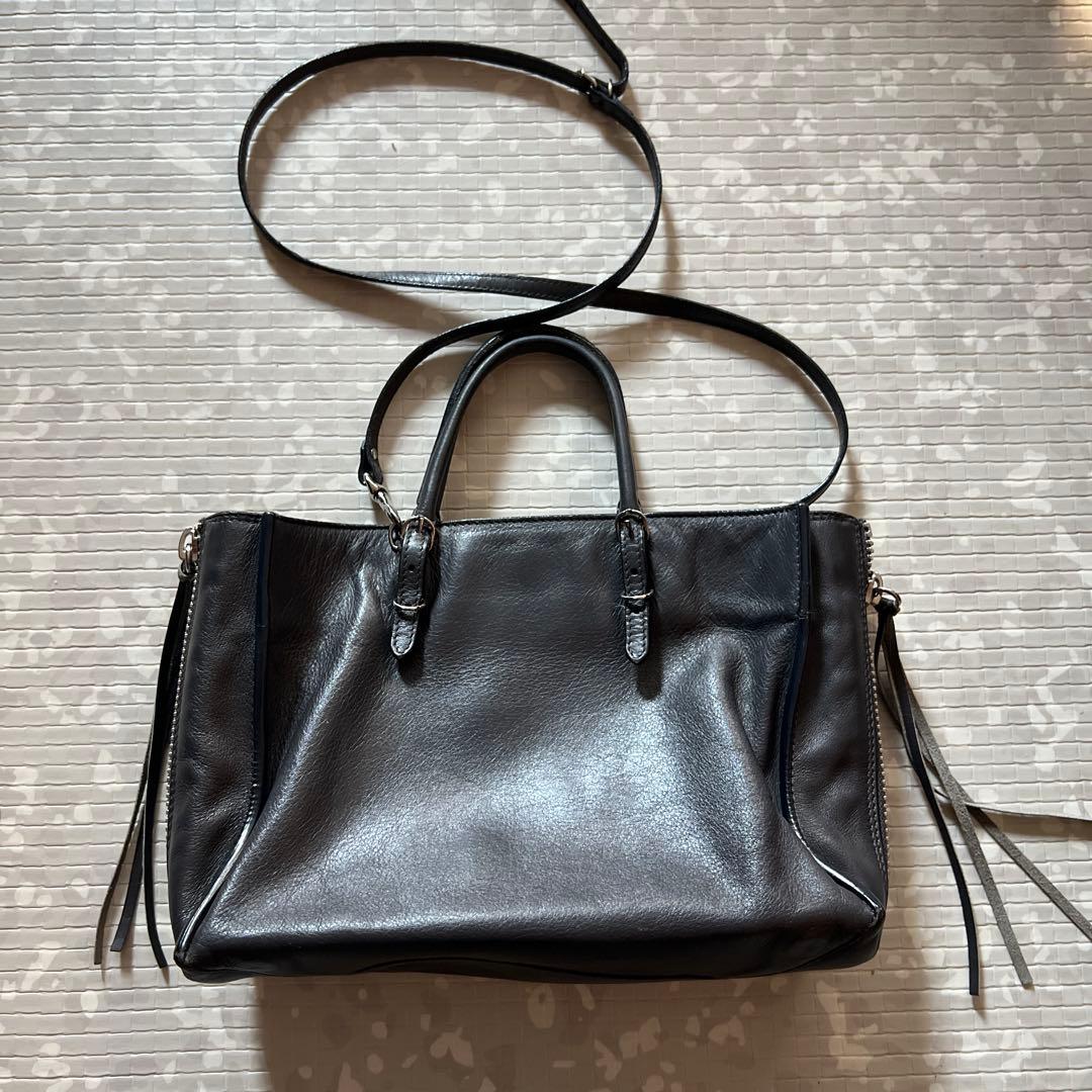 バレンシアガ　ペーパーミニ　2way ショルダーバッグ　レザー　グレー