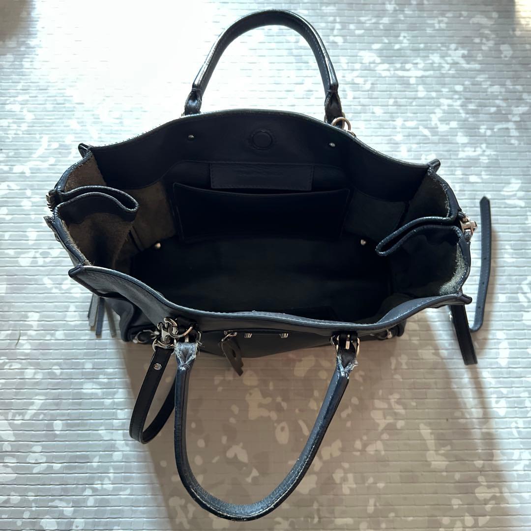 バレンシアガ　ペーパーミニ　2way ショルダーバッグ　レザー　グレー