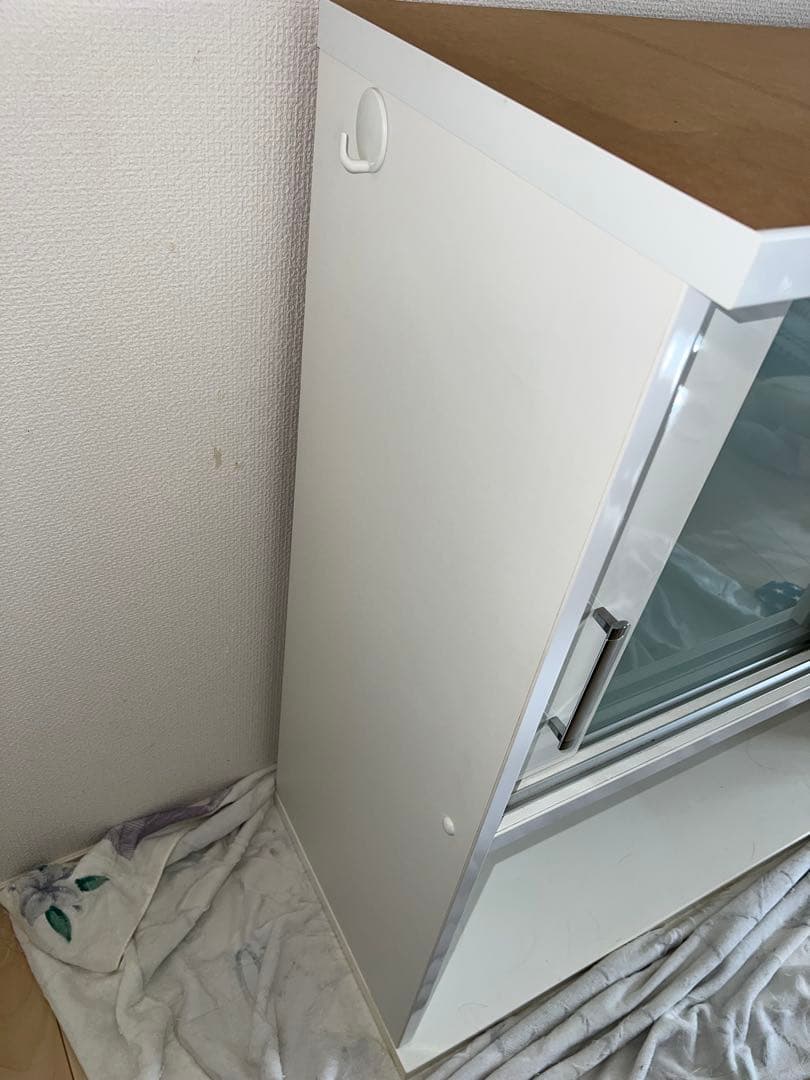 ホワイト 木製 食器棚 オープンシェルフ　カップボード　キッチンボード