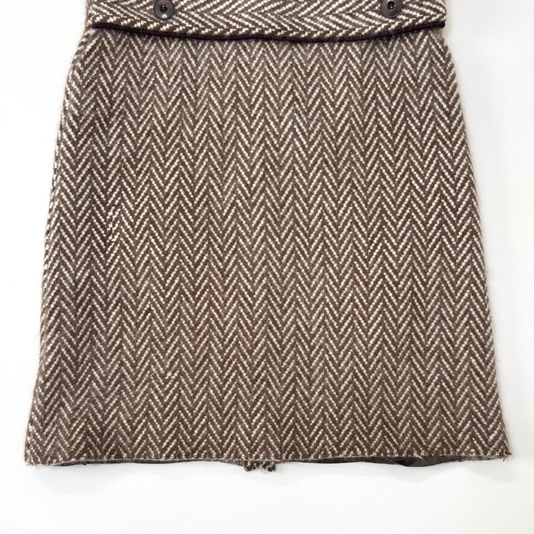 ミナペルホネン abeille ヘリンボーン ワンピース アンゴラ混　ノースリ