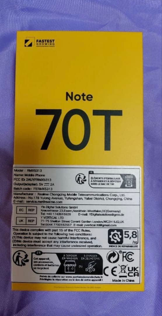 熱*海様 Realme note 70T 8Gb/64Gb gold