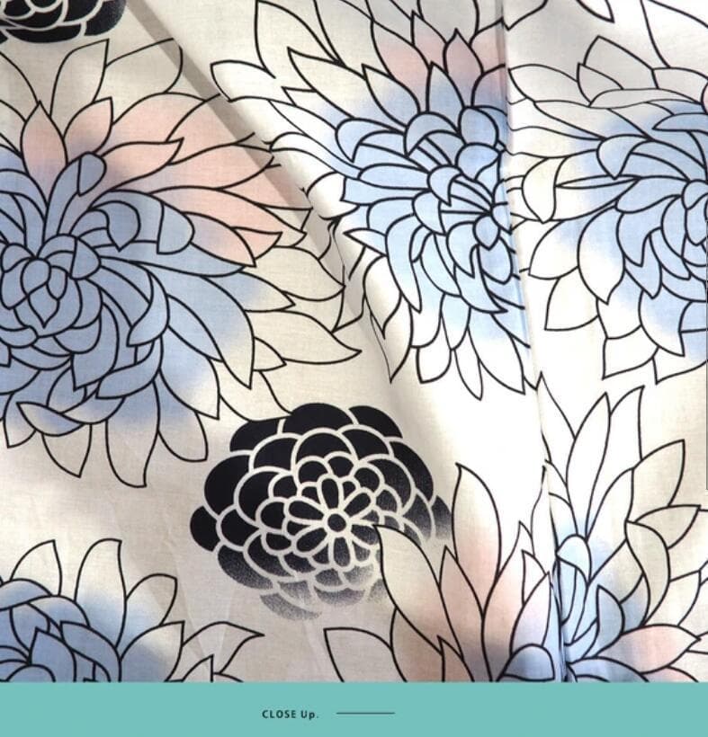 お任せ下駄つき◆高級変わり織◆古典白貉菊の雪代浴衣◆人気の古典柄◆