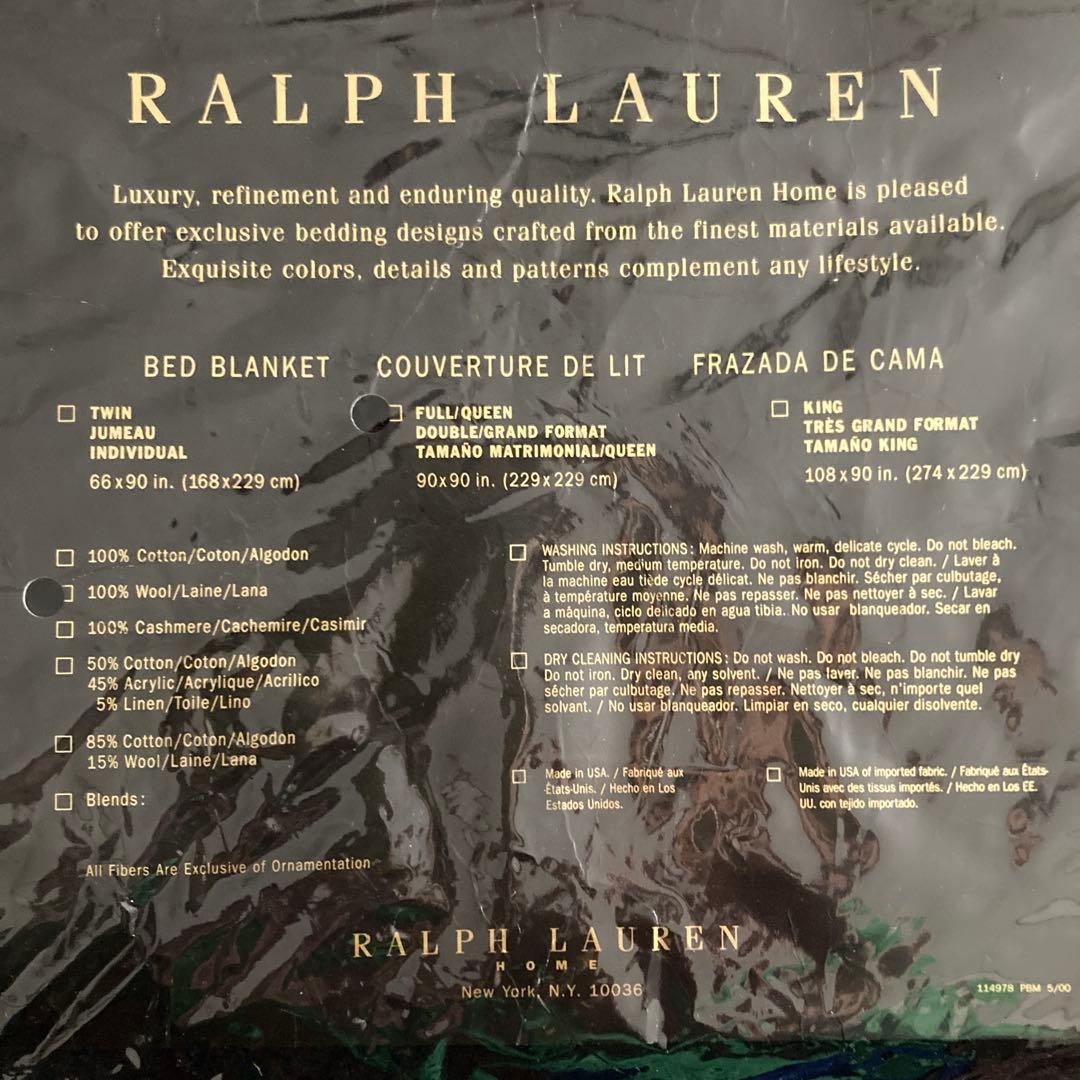 未使用　Ralph Lauren 毛布　ブランケット　Qeeneサイズ