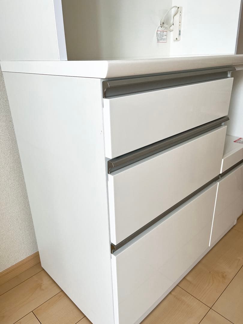 【美品】ニトリ 食器棚 レジューム 幅90 キッチンボード ホワイト