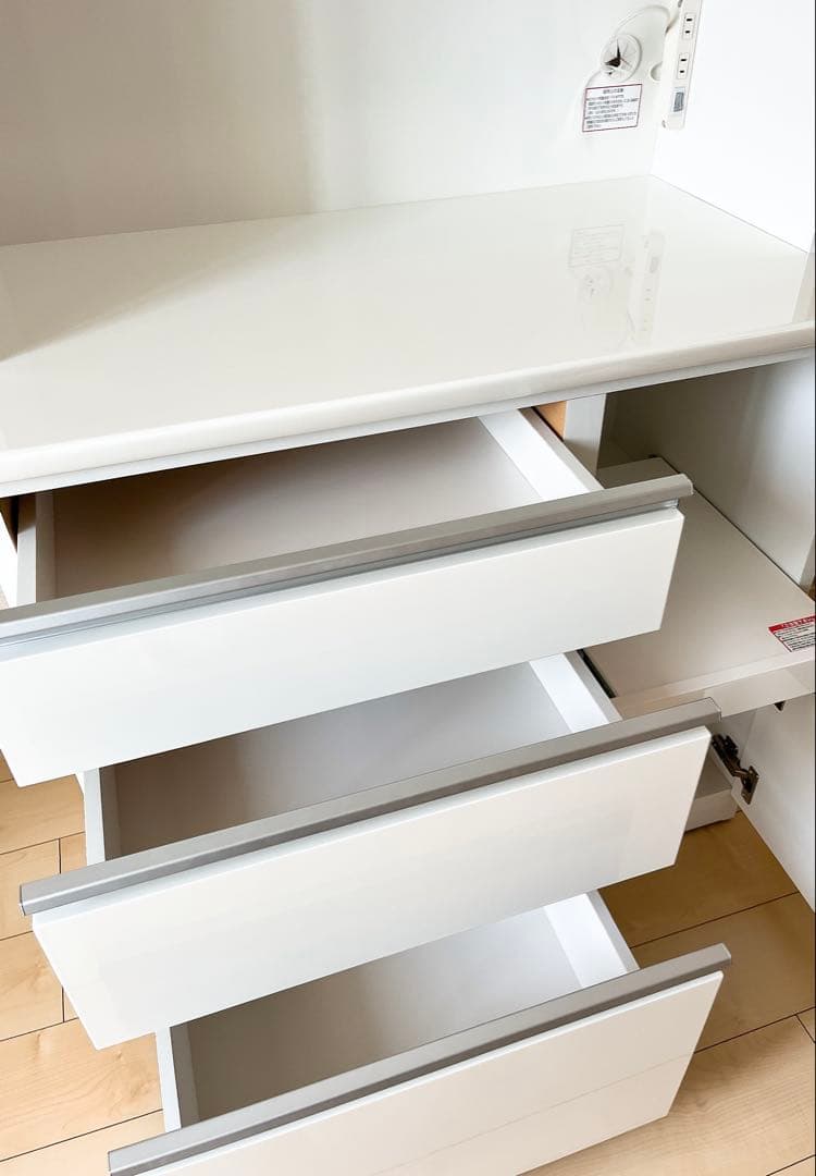 【美品】ニトリ 食器棚 レジューム 幅90 キッチンボード ホワイト