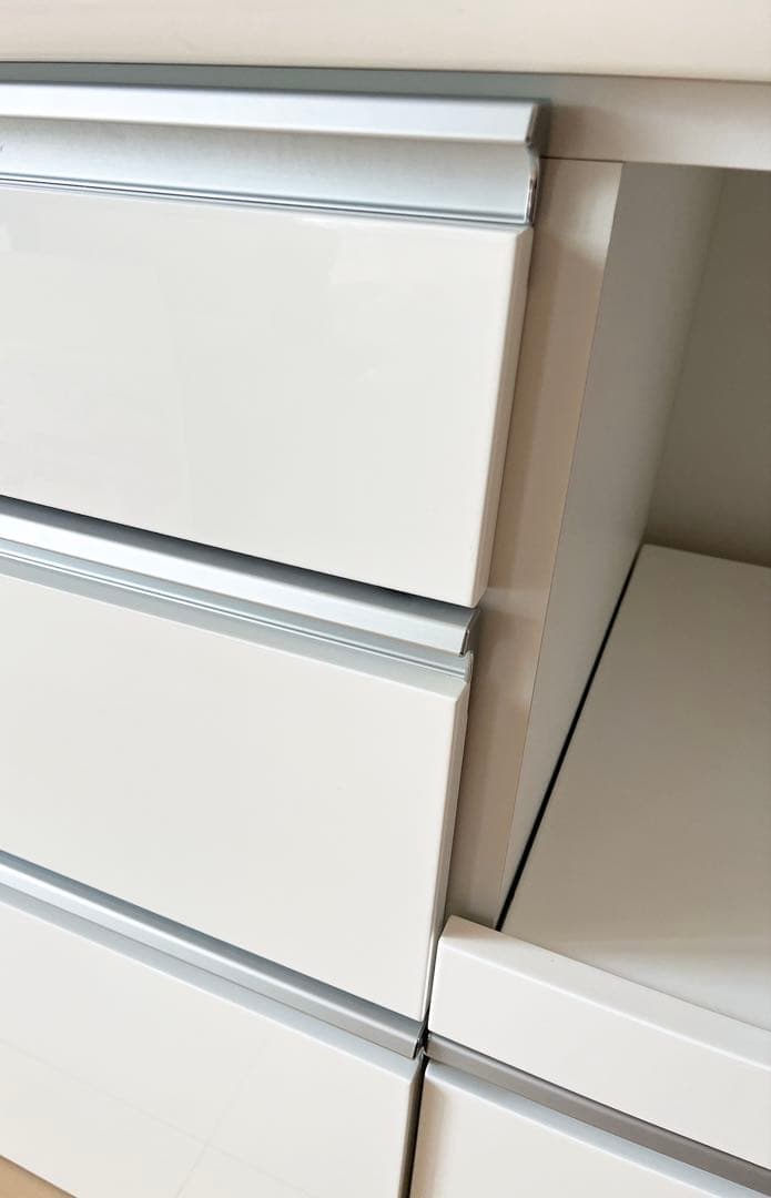 【美品】ニトリ 食器棚 レジューム 幅90 キッチンボード ホワイト