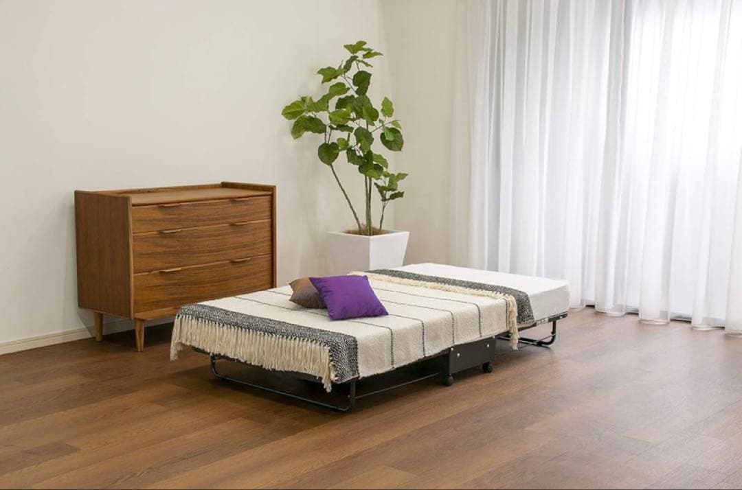 【美品】 FRANCEBED フランスベッド 折りたたみベッド 花柄デザイン