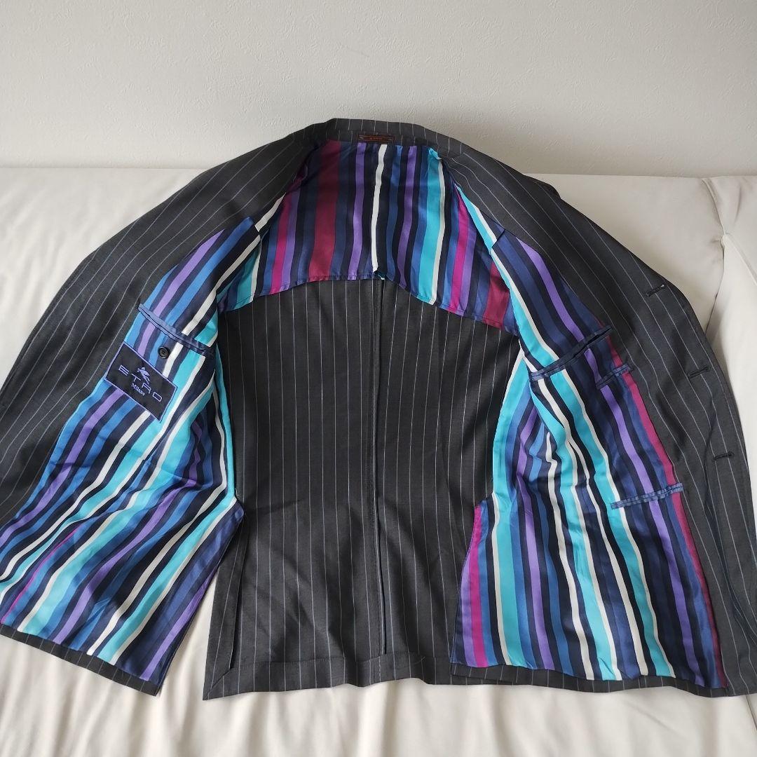 エトロ ETRO ストライプ シングル 3B スーツ セットアップ 50 グレー