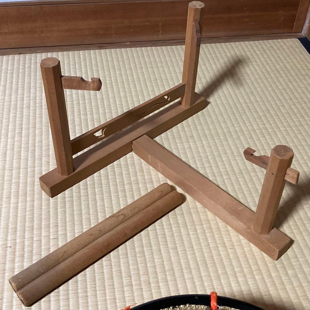 締太鼓 和太鼓 和楽器 バチ スタンド付き 伝統芸能