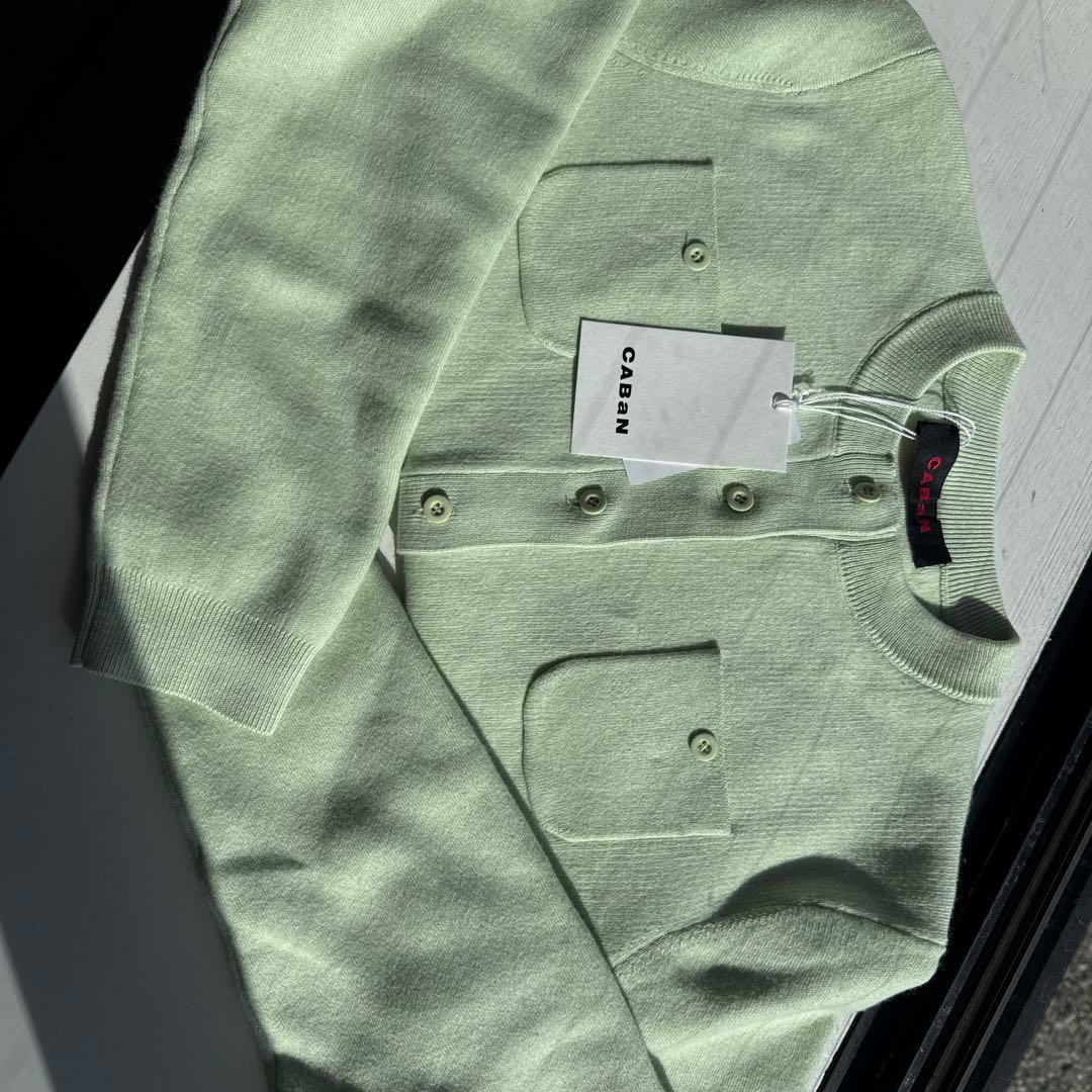 値下げ*タグ付き新品*CABaN コットンカシミヤ クルーネックカーディガンxs