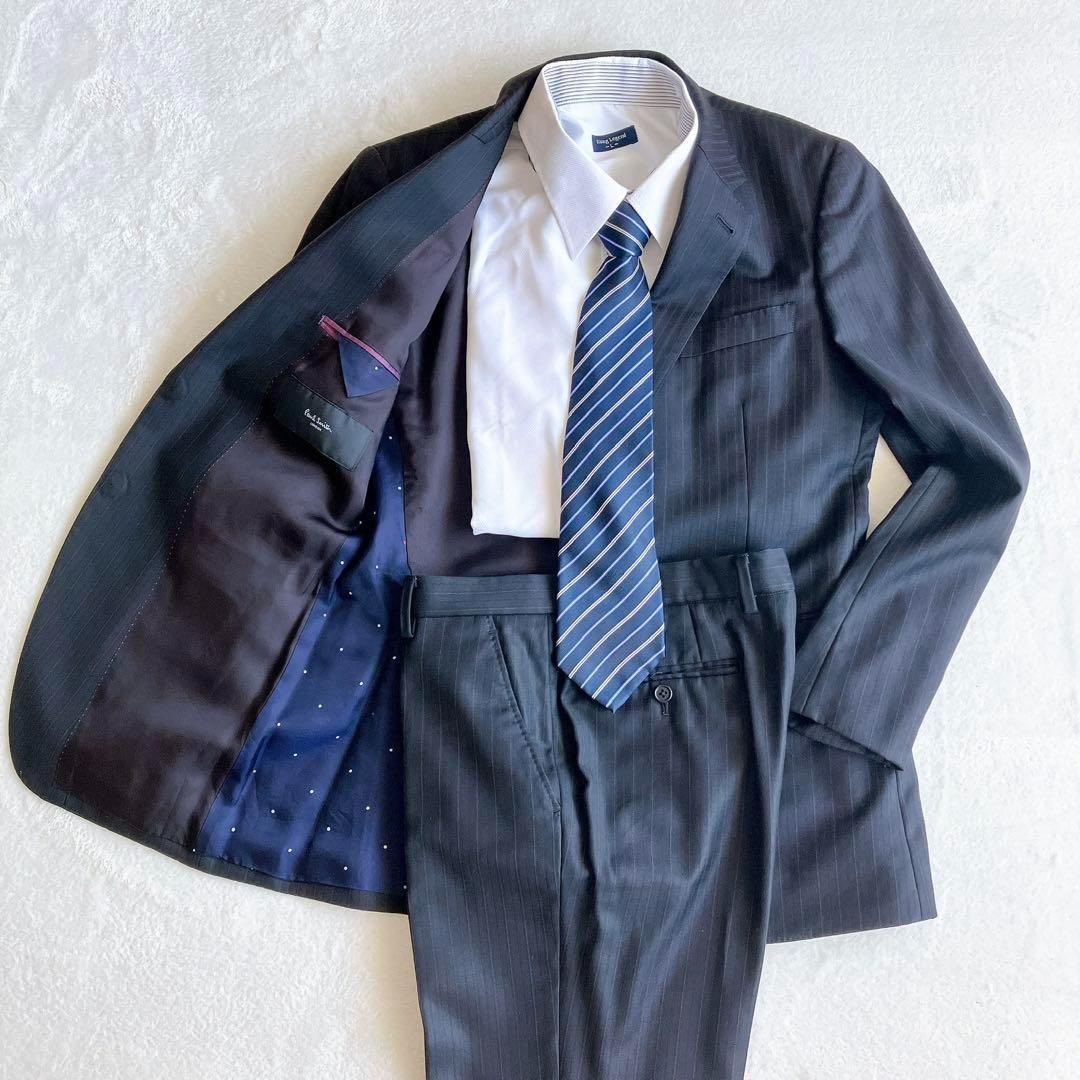 高級 ポールスミス ロロピアーナ ストライプ 黒 セットアップ 裏地 ドット M