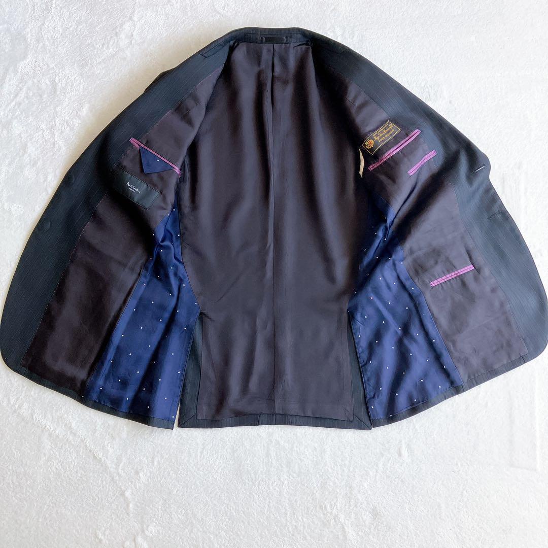 高級 ポールスミス ロロピアーナ ストライプ 黒 セットアップ 裏地 ドット M