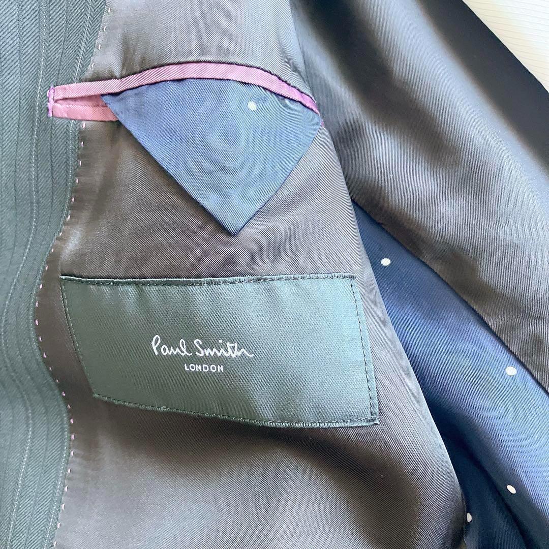 高級 ポールスミス ロロピアーナ ストライプ 黒 セットアップ 裏地 ドット M