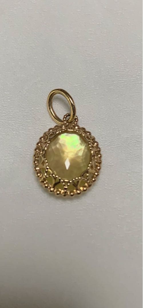 agete　k10/レモンクォーツ×シェルチャーム