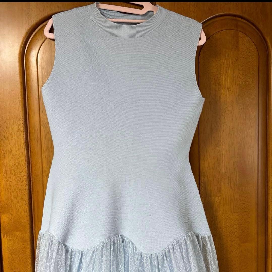 【新品未使用】CELFORD スカラップ切替ドッキングニットワンピ－ス36