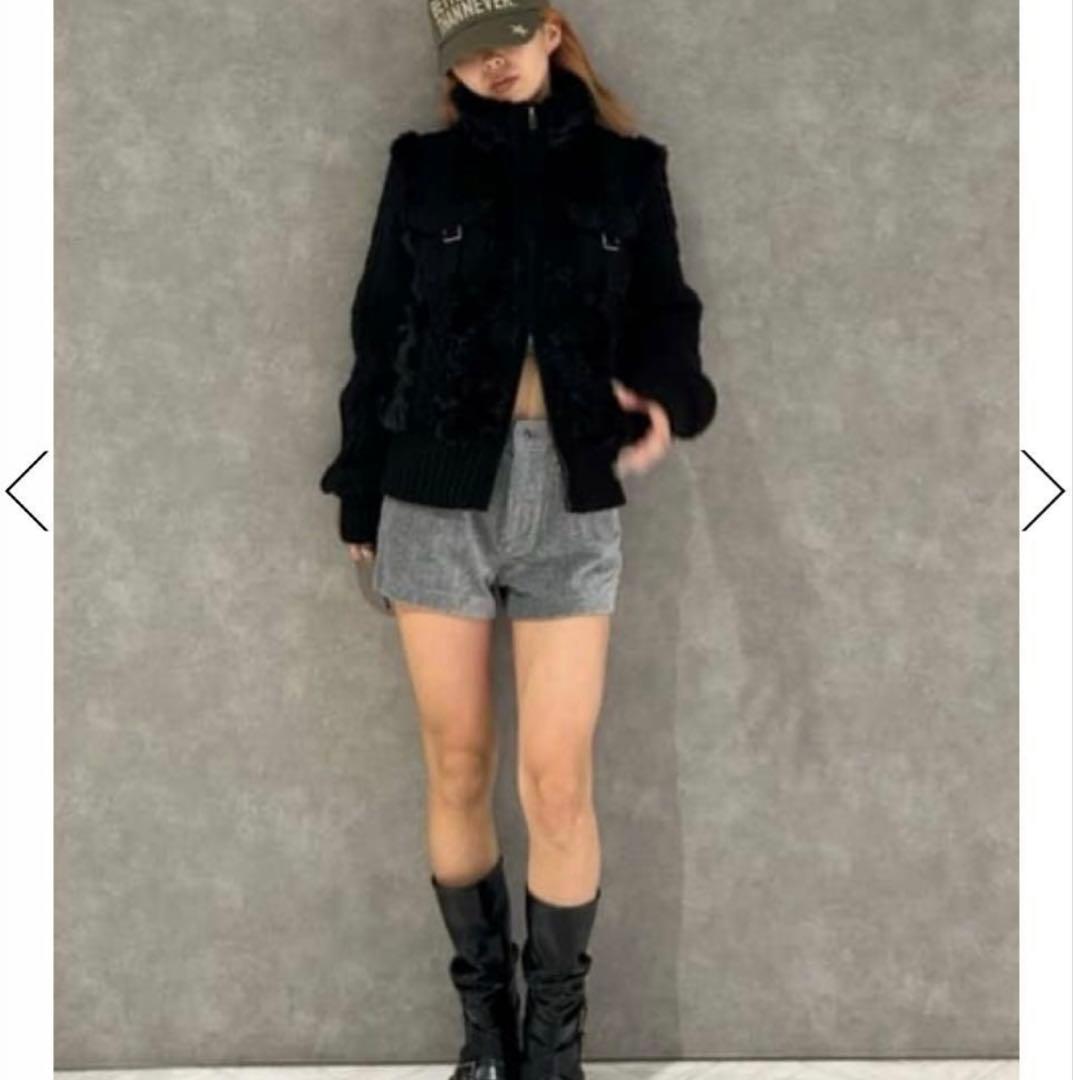 LAGUAGEM CABLE KNIT FAUX FUR ブルゾン ブラック