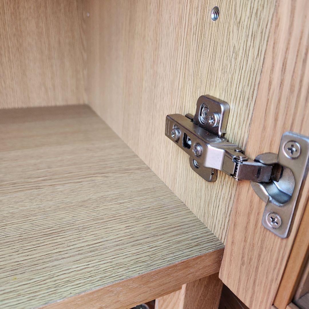 廃盤　無印良品　脚付き　オーク材　キャビネット　ガラス扉　観音開き