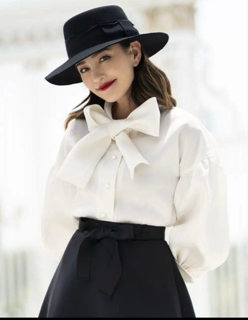 M'S GRACY アイボリー リボン付きブラウス 40