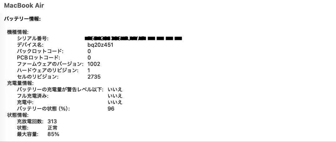 【美品】MacBook Air M1 2020 シルバー　8GB 256GB